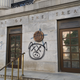 Pig graffiti on the entrance of the U.S. Treasury Department, June 2.